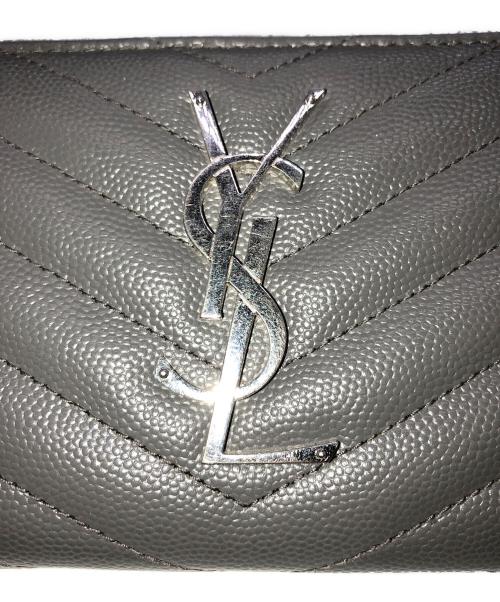 Saint Laurent Paris（サンローランパリ）Saint Laurent Paris (サンローランパリ) ラウンドファスナー 長財布 グレーの古着・服飾アイテム