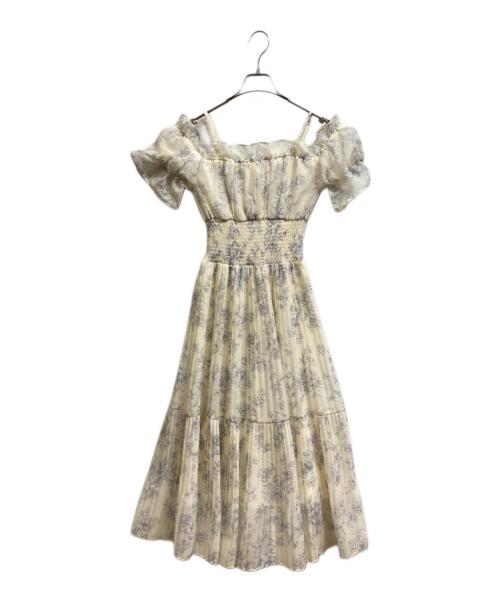 Snidel（スナイデル）Snidel (スナイデル) Sustainableオフショルギャザーワンピース ベージュの古着・服飾アイテム