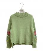MUVEILミュベール）の古着「刺繍入りローゲージニット」｜グリーン