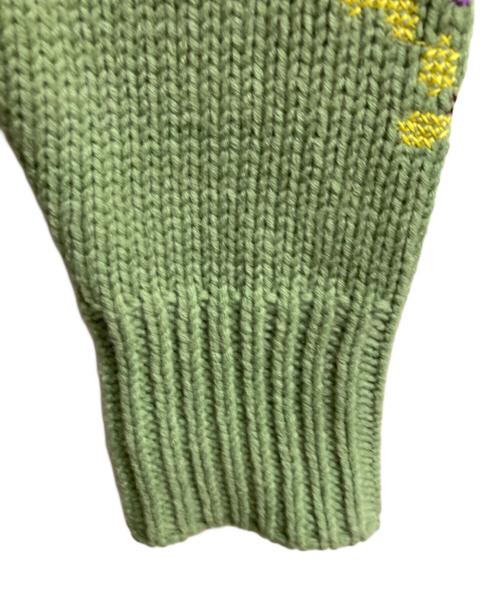 MUVEIL（ミュベール）MUVEIL (ミュベール) 刺繍入りローゲージニット グリーン サイズ:38の古着・服飾アイテム