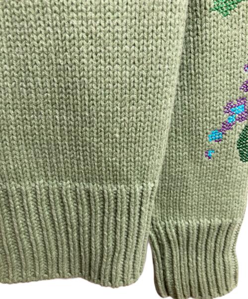 MUVEIL（ミュベール）MUVEIL (ミュベール) 刺繍入りローゲージニット グリーン サイズ:38の古着・服飾アイテム