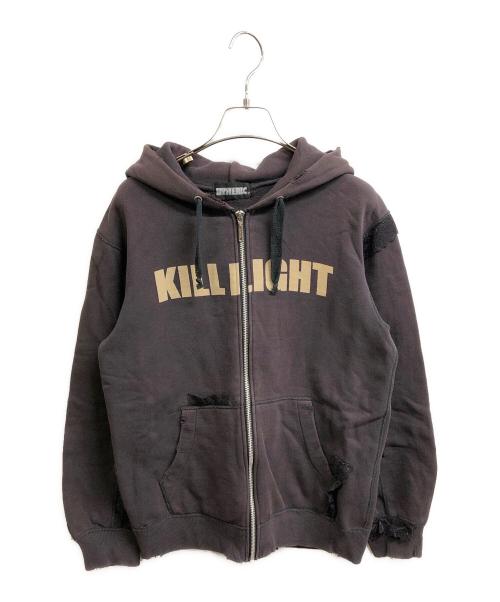 hysteric（ヒステリック）Hysteric (ヒステリック) グランジ加工ジップパーカー グレー サイズ:Freeの古着・服飾アイテム
