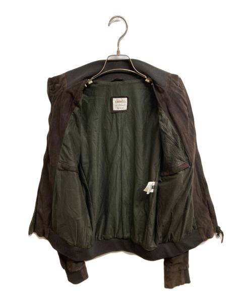 EMMETI（エンメティ）EMMETI (エンメティ) パンチングゴートレザージャケット ブラウン サイズ:44の古着・服飾アイテム