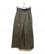 STUDIOUSステュディオス）の古着「Leather Belted Flare Trousers」｜グレー