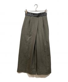 STUDIOUS（ステュディオス）の古着「Leather Belted Flare Trousers」｜グレー