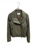 kay meケイミー）の古着「ストレッチライダースジャケット」｜グリーン