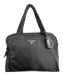 PRADA（プラダ）の古着「ラウンドファスナーナイロンハンドバッグ」｜ブラック