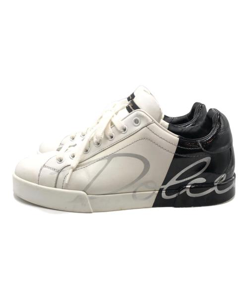 DOLCE & GABBANA（ドルチェ＆ガッバーナ）DOLCE & GABBANA (ドルチェ＆ガッバーナ) PORTOFINO ローカットスニーカー ホワイト×ブラック サイズ:8の古着・服飾アイテム