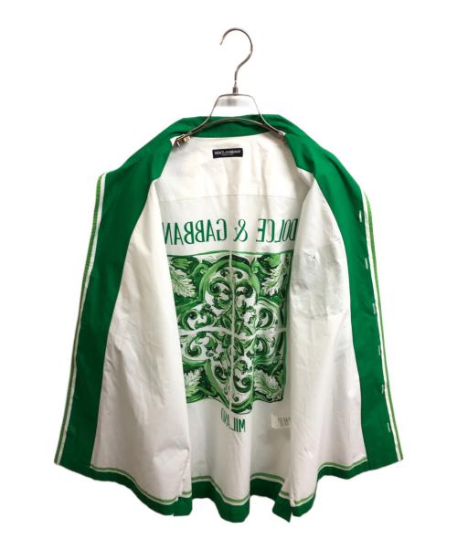 DOLCE & GABBANA（ドルチェ＆ガッバーナ）DOLCE & GABBANA (ドルチェ＆ガッバーナ) Majolica Print Hawaiian Shirt ホワイト×グリーン サイズ:39の古着・服飾アイテム
