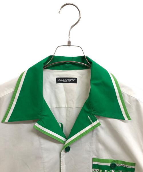 DOLCE & GABBANA（ドルチェ＆ガッバーナ）DOLCE & GABBANA (ドルチェ＆ガッバーナ) Majolica Print Hawaiian Shirt ホワイト×グリーン サイズ:39の古着・服飾アイテム