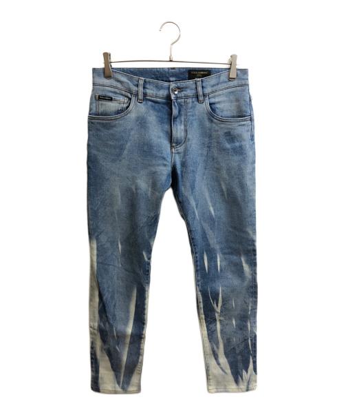 DOLCE & GABBANA（ドルチェ＆ガッバーナ）DOLCE & GABBANA (ドルチェ＆ガッバーナ) ウォッシュド ブリーチ加工デザイン デニム パンツ インディゴ サイズ:48の古着・服飾アイテム