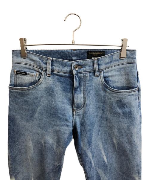 DOLCE & GABBANA（ドルチェ＆ガッバーナ）DOLCE & GABBANA (ドルチェ＆ガッバーナ) ウォッシュド ブリーチ加工デザイン デニム パンツ インディゴ サイズ:48の古着・服飾アイテム
