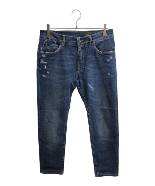 DOLCE & GABBANA（ドルチェ＆ガッバーナ）DOLCE & GABBANA (ドルチェ＆ガッバーナ) コットンロゴスキニーデニムパンツ インディゴ サイズ:48の古着・服飾アイテム