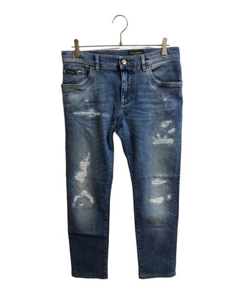DOLCE & GABBANA（ドルチェ＆ガッバーナ）DOLCE & GABBANA (ドルチェ＆ガッバーナ) ダメージ加工デニムパンツ インディゴ サイズ:48の古着・服飾アイテム
