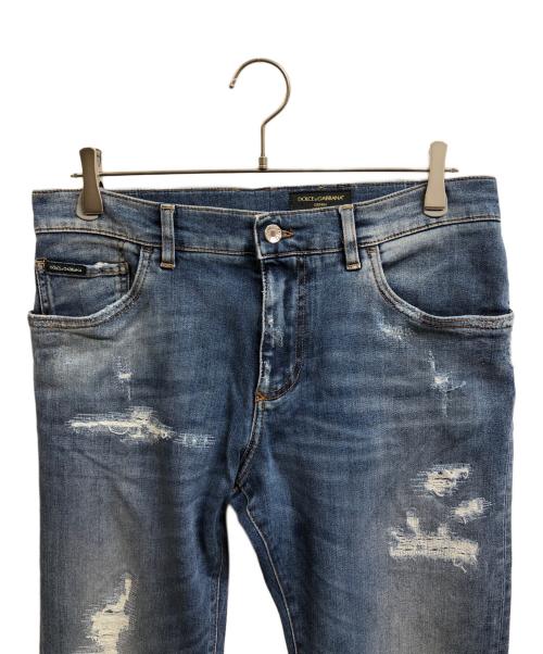 DOLCE & GABBANA（ドルチェ＆ガッバーナ）DOLCE & GABBANA (ドルチェ＆ガッバーナ) ダメージ加工デニムパンツ インディゴ サイズ:48の古着・服飾アイテム