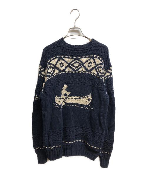 POLO SPORT（ポロスポーツ）POLO SPORT (ポロスポーツ) カヌーデザインハンドニット ネイビー サイズ:Sの古着・服飾アイテム