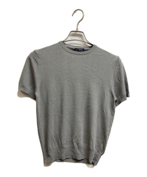 BEAMS F（ビームスエフ）BEAMS F (ビームスエフ) クルーネック ショートスリーブ ニット グレー サイズ:44 未使用品の古着・服飾アイテム
