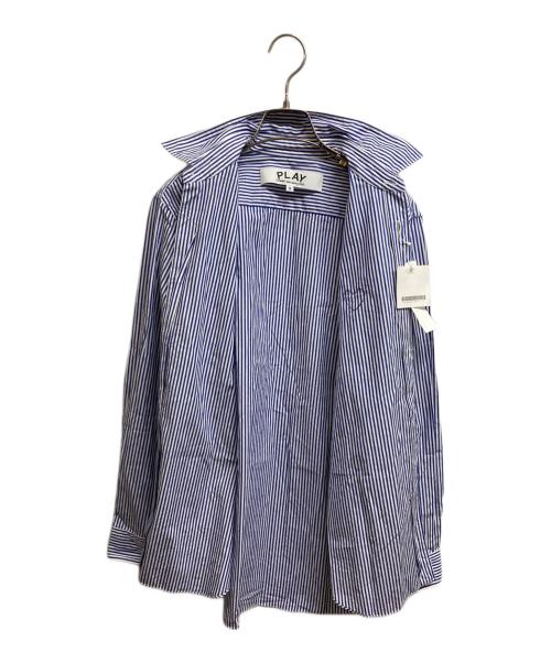 PLAY COMME des GARCONS（プレイコムデギャルソン）PLAY COMME des GARCONS (プレイコムデギャルソン) STRIPED L/S SHIRT BLACK HEART ブルー サイズ:S 未使用品の古着・服飾アイテム