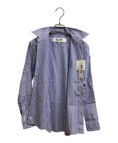 PLAY COMME des GARCONS（プレイコムデギャルソン）PLAY COMME des GARCONS (プレイコムデギャルソン) STRIPED L/S SHIRT BLACK HEART ブルー サイズ:XXS 未使用品の古着・服飾アイテム