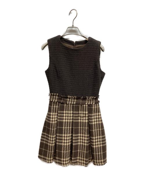 darich（ダーリッチ）Darich (ダーリッチ) ツイードフレアミニワンピース ブラウン サイズ:FREEの古着・服飾アイテム