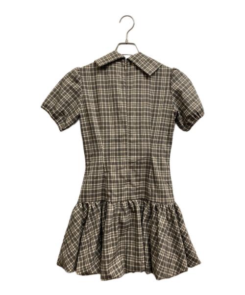darich（ダーリッチ）darich (ダーリッチ) ビッグリボンバルーンチェックミニワンピース ブラウン サイズ:Freeの古着・服飾アイテム