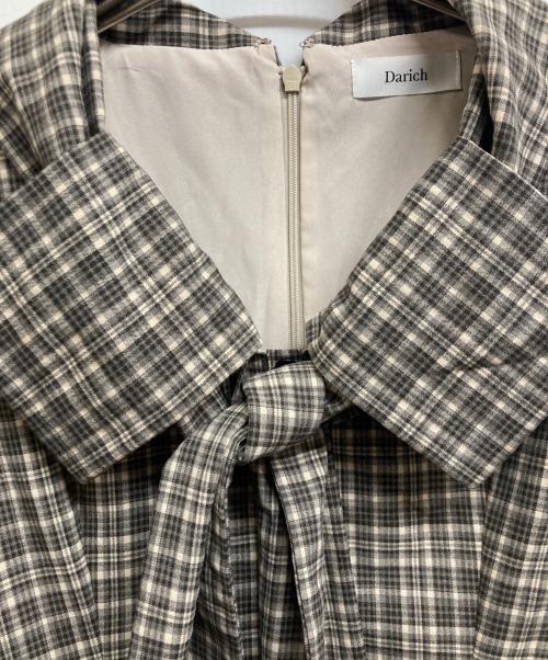 darich（ダーリッチ）darich (ダーリッチ) ビッグリボンバルーンチェックミニワンピース ブラウン サイズ:Freeの古着・服飾アイテム