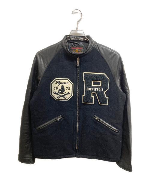 Hysteric Glamour（ヒステリックグラマー）Hysteric Glamour (ヒステリックグラマー) ROCK’N ROLL シングルBZ ワッペン付 袖ラムレザー スタジャン ブラック サイズ:Lの古着・服飾アイテム