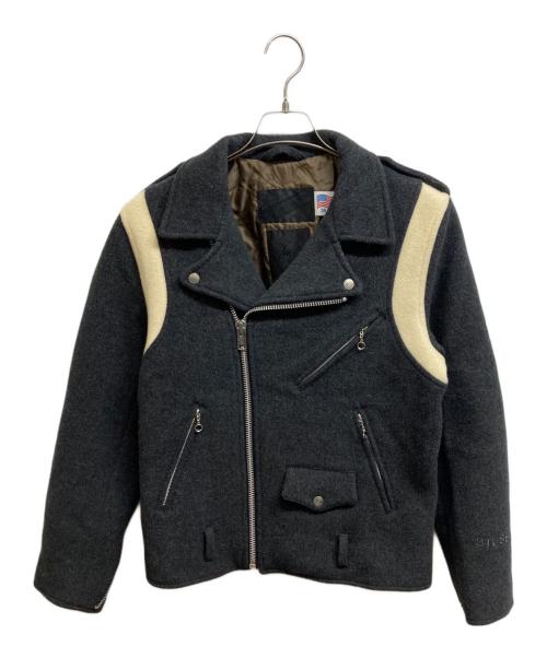 stussy（ステューシー）stussy (ステューシー) Schott (ショット) ウールダブルライダースジャケット グレー サイズ:38の古着・服飾アイテム