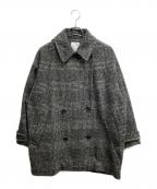 Spick and Spanスピック＆スパン）の古着「Wスライバーチェックハーフコート」｜ブラック