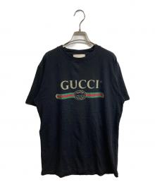 GUCCI（グッチ）の古着「GUCCIロゴ オーバーサイズ コットン Tシャツ」｜ブラック