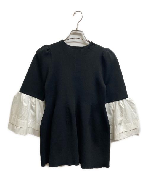 CELFORD（セルフォード）CELFORD (セルフォード) ペプラムニットコンビプルオーバー ブラック サイズ:38の古着・服飾アイテム