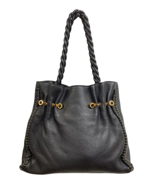 BVLGARI（ブルガリ）BVLGARI (ブルガリ) ツイストハンドルバッグ ブラックの古着・服飾アイテム