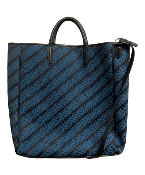 SMYTHSON（スマイソン）SMYTHSON (スマイソン) 2WAYトートバッグ ブルー×ブラックの古着・服飾アイテム