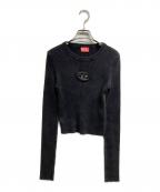 DIESELディーゼル）の古着「オーバルDロゴ クルーネック クロップドニット」｜ブラック