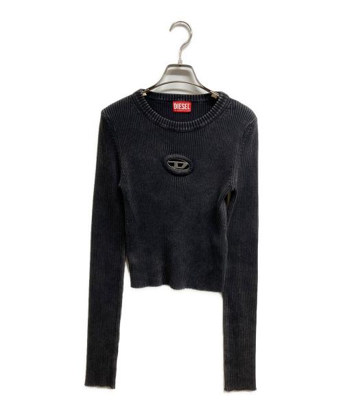 DIESEL（ディーゼル）DIESEL (ディーゼル) オーバルDロゴ クルーネック クロップドニット ブラック サイズ:S 未使用品の古着・服飾アイテム