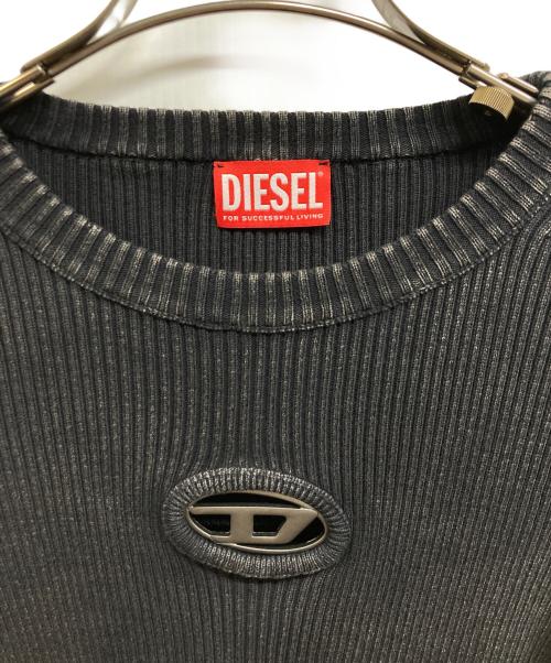 DIESEL（ディーゼル）DIESEL (ディーゼル) オーバルDロゴ クルーネック クロップドニット ブラック サイズ:S 未使用品の古着・服飾アイテム