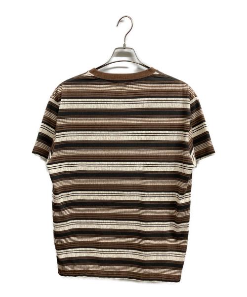Fake As Flowers（フェイク アス フラワーズ）Fake As Flowers (フェイク アス フラワーズ) Cracked Stripe Tee ブラウン サイズ:Lの古着・服飾アイテム