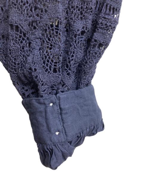 ne quittez pas（ヌキテパ）ne quittez pas (ヌキテパ) CottonVoileLace&PintuckBlouse ネイビー サイズ:Freeの古着・服飾アイテム