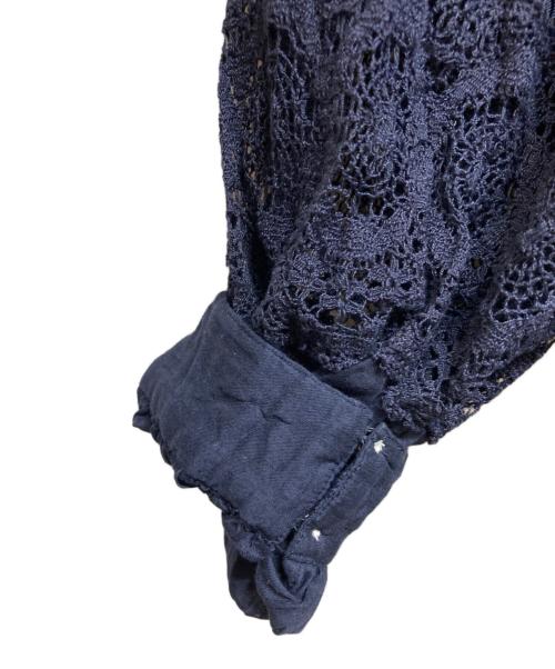 ne quittez pas（ヌキテパ）ne quittez pas (ヌキテパ) CottonVoileLace&PintuckBlouse ネイビー サイズ:Freeの古着・服飾アイテム