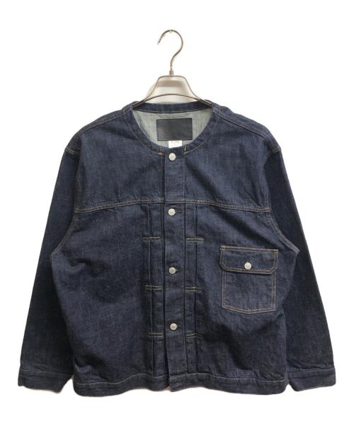 CALEE（キャリー）CALEE (キャリー) 1st ノーカラー デニムジャケット インディゴ サイズ:XXLの古着・服飾アイテム