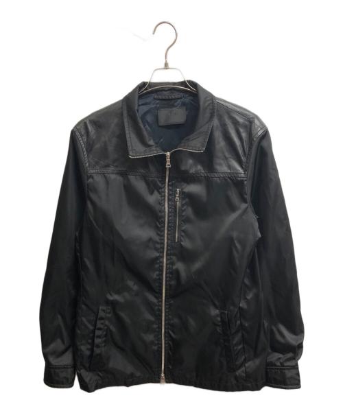 PRADA（プラダ）PRADA (プラダ) レザー切替ナイロンジャケット ブラック サイズ:50の古着・服飾アイテム