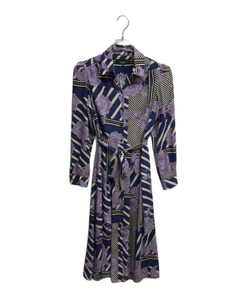 CORCOVADO（コルコバード）CORCOVADO (コルコバード) 総柄長袖ワンピース パープル サイズ:Mの古着・服飾アイテム