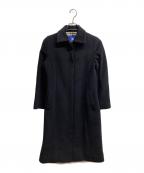 BURBERRY BLUE LABELバーバリーロンドンブルーレーベル）の古着「比翼アンゴラ混ステンカラーコート」｜ブラック