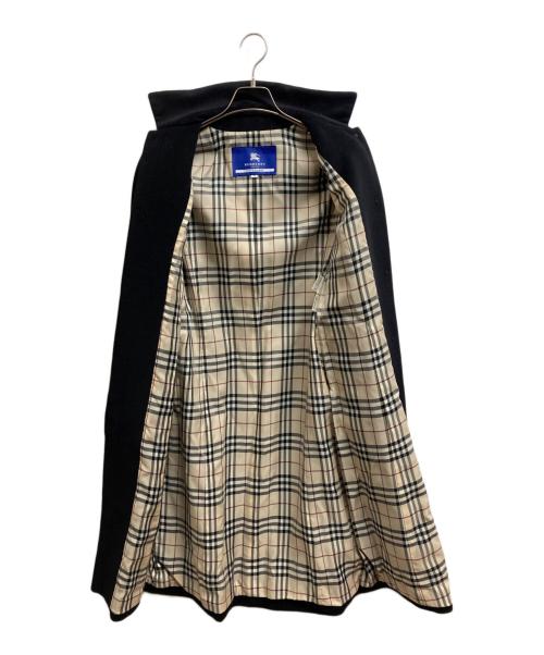 BURBERRY BLUE LABEL（バーバリーロンドンブルーレーベル）BURBERRY BLUE LABEL (バーバリーロンドンブルーレーベル) 比翼アンゴラ混ステンカラーコート ブラック サイズ:38の古着・服飾アイテム