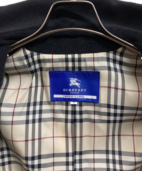 BURBERRY BLUE LABEL（バーバリーロンドンブルーレーベル）BURBERRY BLUE LABEL (バーバリーロンドンブルーレーベル) 比翼アンゴラ混ステンカラーコート ブラック サイズ:38の古着・服飾アイテム