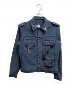 VERSACE JEANS COUTUREヴェルサーチ ジーンズクチュール）の古着「カスタムデニムジャケット」｜ネイビー