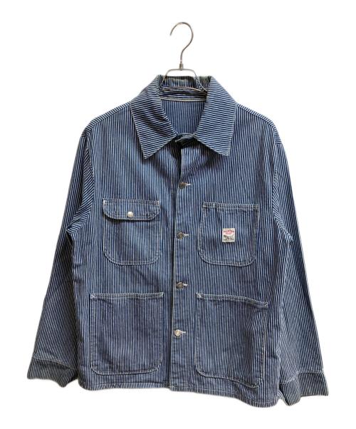 Pointer（ポインター）Pointer (ポインター) ヒッコリー カバーオール ネイビー サイズ:Mの古着・服飾アイテム