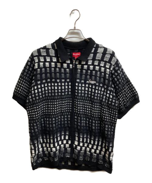 SUPREME（シュプリーム）SUPREME (シュプリーム) Gradient Grid Zip Up Polo ブラック サイズ:Lの古着・服飾アイテム