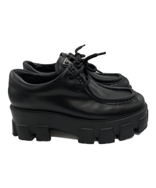 PRADA（プラダ）PRADA (プラダ) Monolithブラッシュドレザー ダービーシューズ ブラック サイズ:37　1/2の古着・服飾アイテム