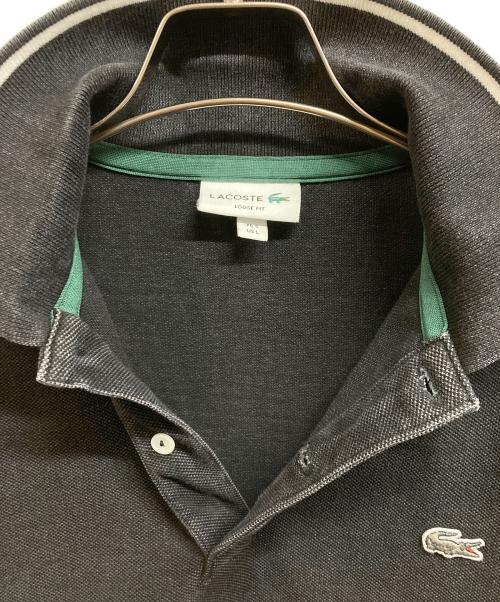 LACOSTE（ラコステ）LACOSTE (ラコステ) ルーズフィットビッグ鹿の子地インディゴポロシャツ ブラック サイズ:Lの古着・服飾アイテム